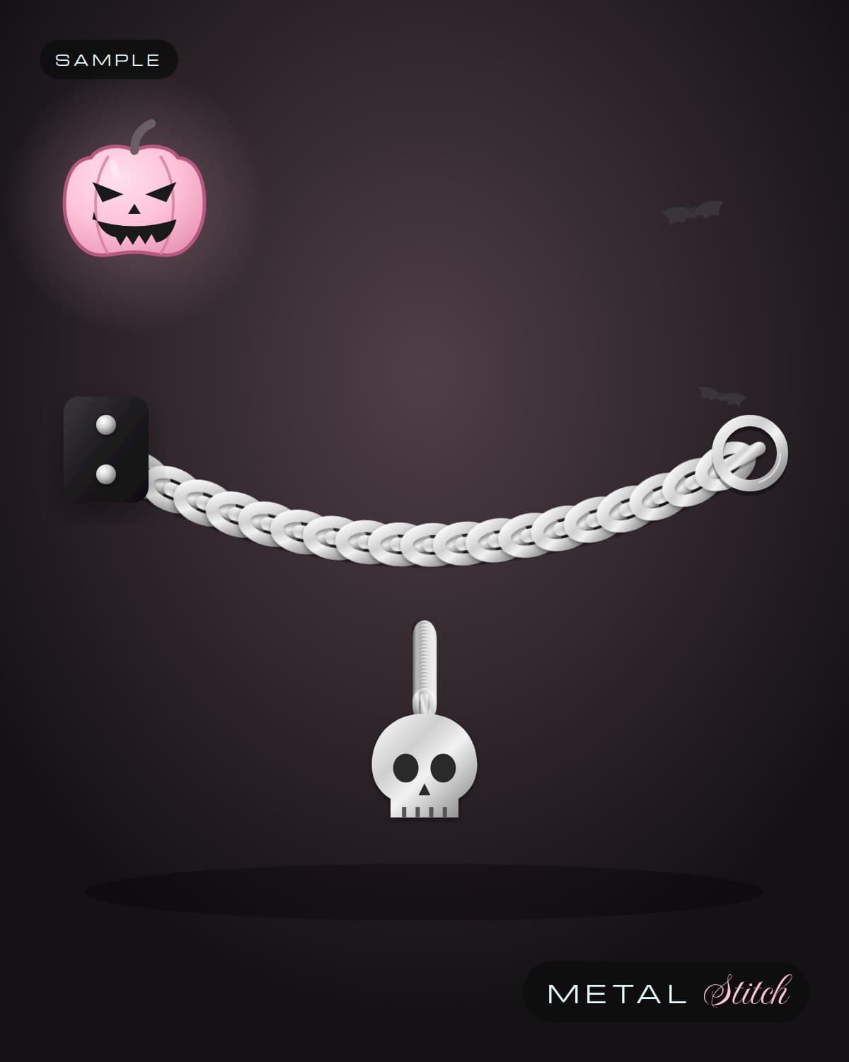 Sample illustration: Chain belt with a steel skull charm